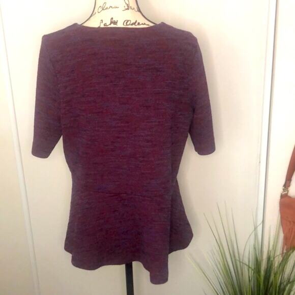 LOFT Peplum Knit Blouse Size Large - Picture 3 of 5